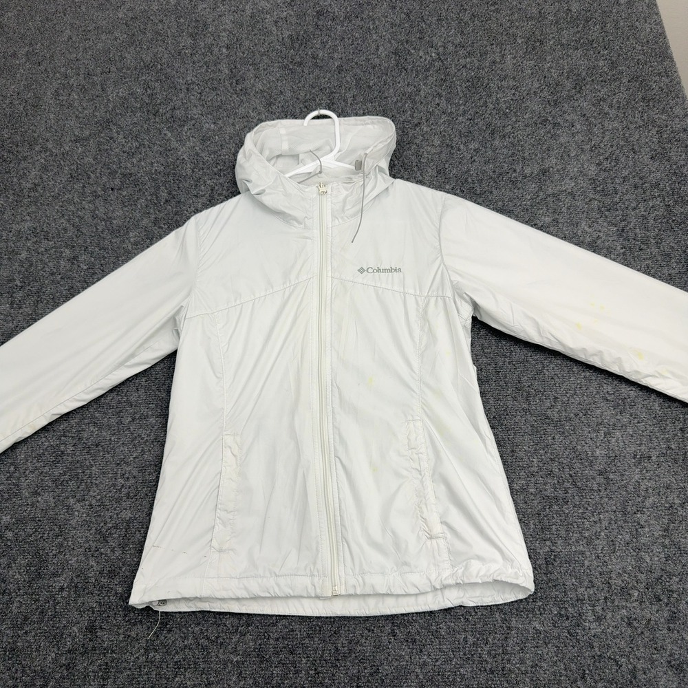 Columbia Jacket Womens XS White Polyester Hooded Full Zip Outdoor Gorpcore